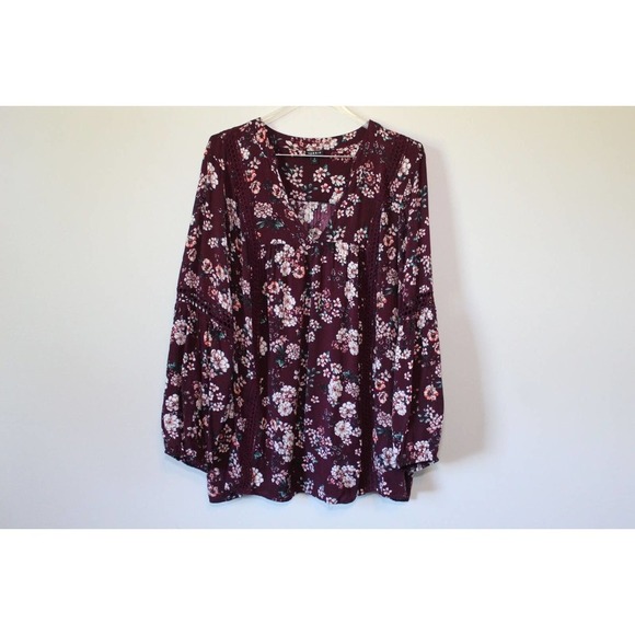 Torrid Floral Relaxed Lace Challis Tunic Blouse Purple Top Plus Size 3 3X H14847 - Picture 2 of 13